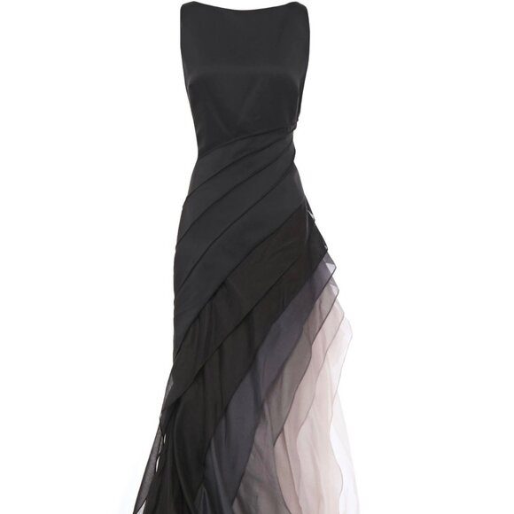 Halston Ombre Voile Satin Gown - Picture 3 of 6